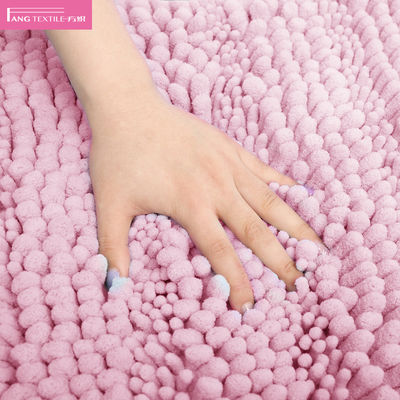 BSCI Pink Fluffy Microfiber Toilet  Chenille Bath Mat Home Decorative